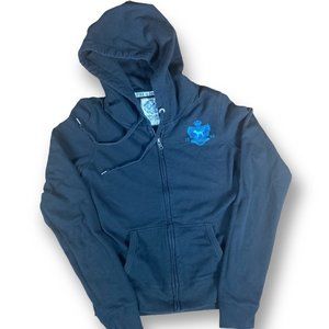 PINK medium Zippered Hoodie university sweater womens M black slim cute chique